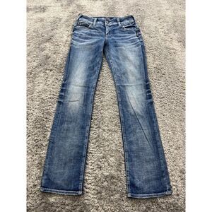 Silver Jeans Womans 27x32 Suki Mid Rise Straight Leg Stretch Whiskered Denim